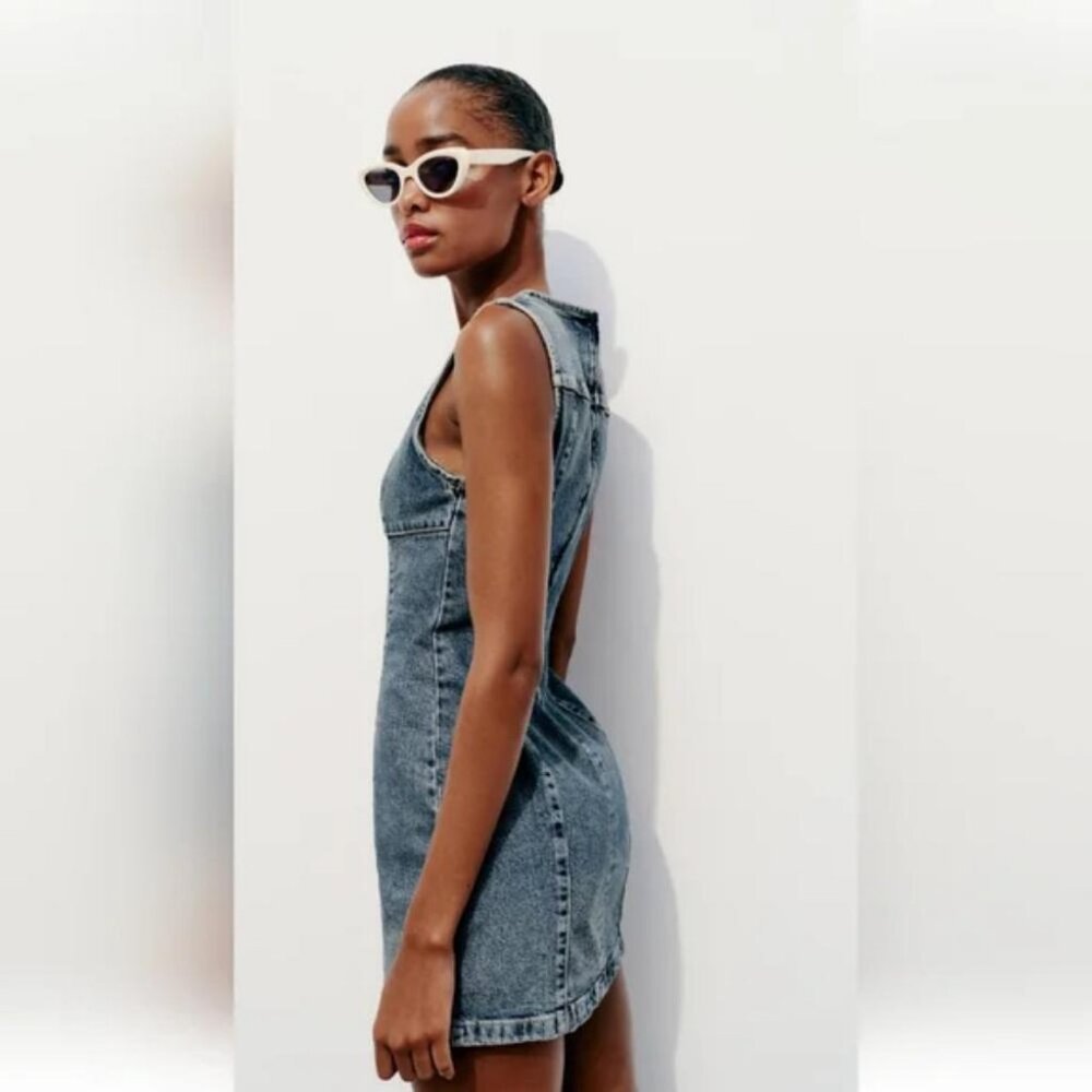 ZARA DENIM TRF DRESS - Picture 1 of 8